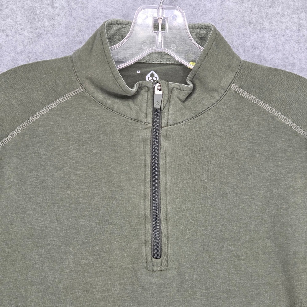 Tasc Performance Men Medium 1/4 Quarter Zip Pullover Green Organic Cotton Bamboo